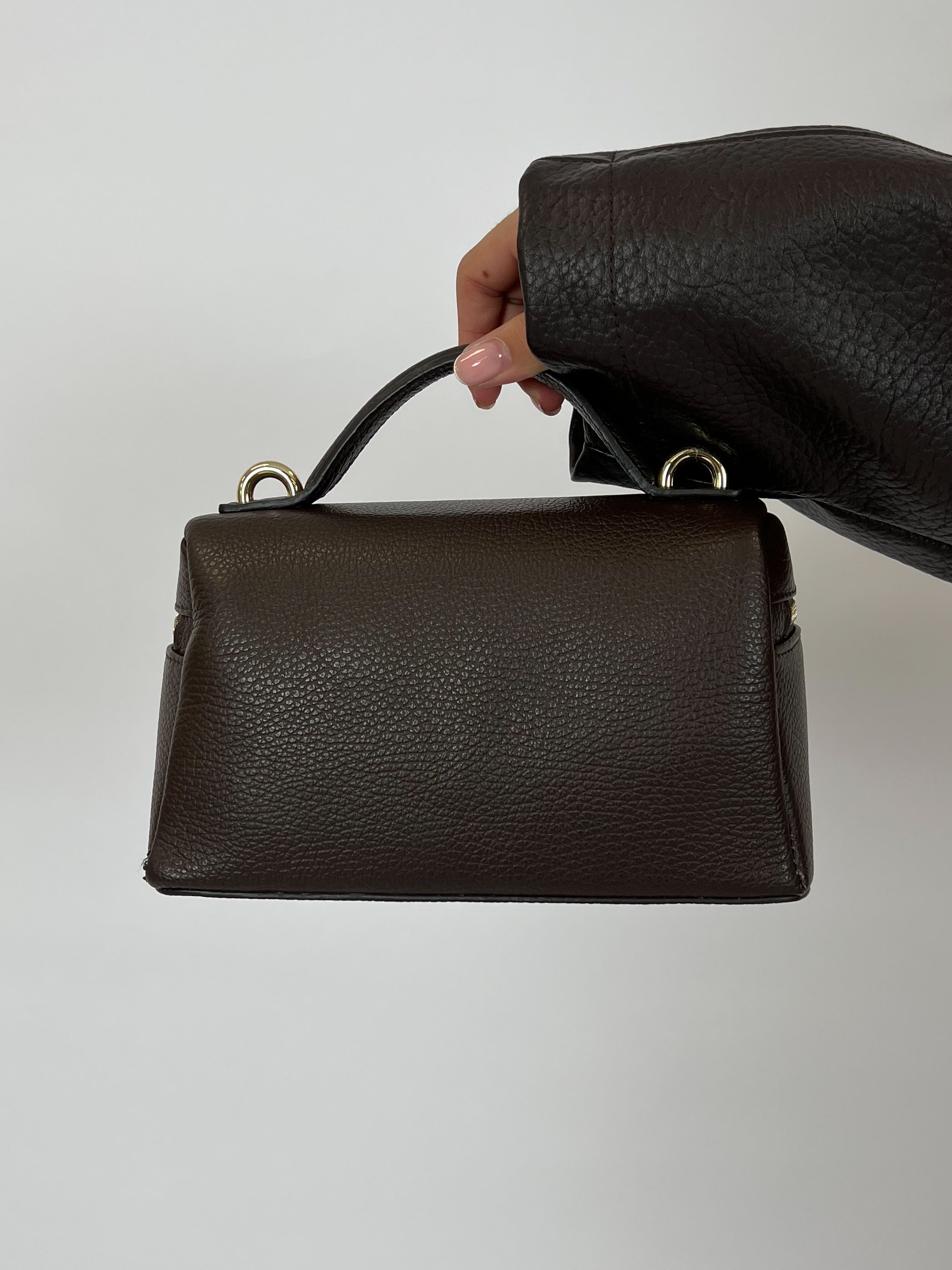 MILA REAL LEATHER BAG CHOCO