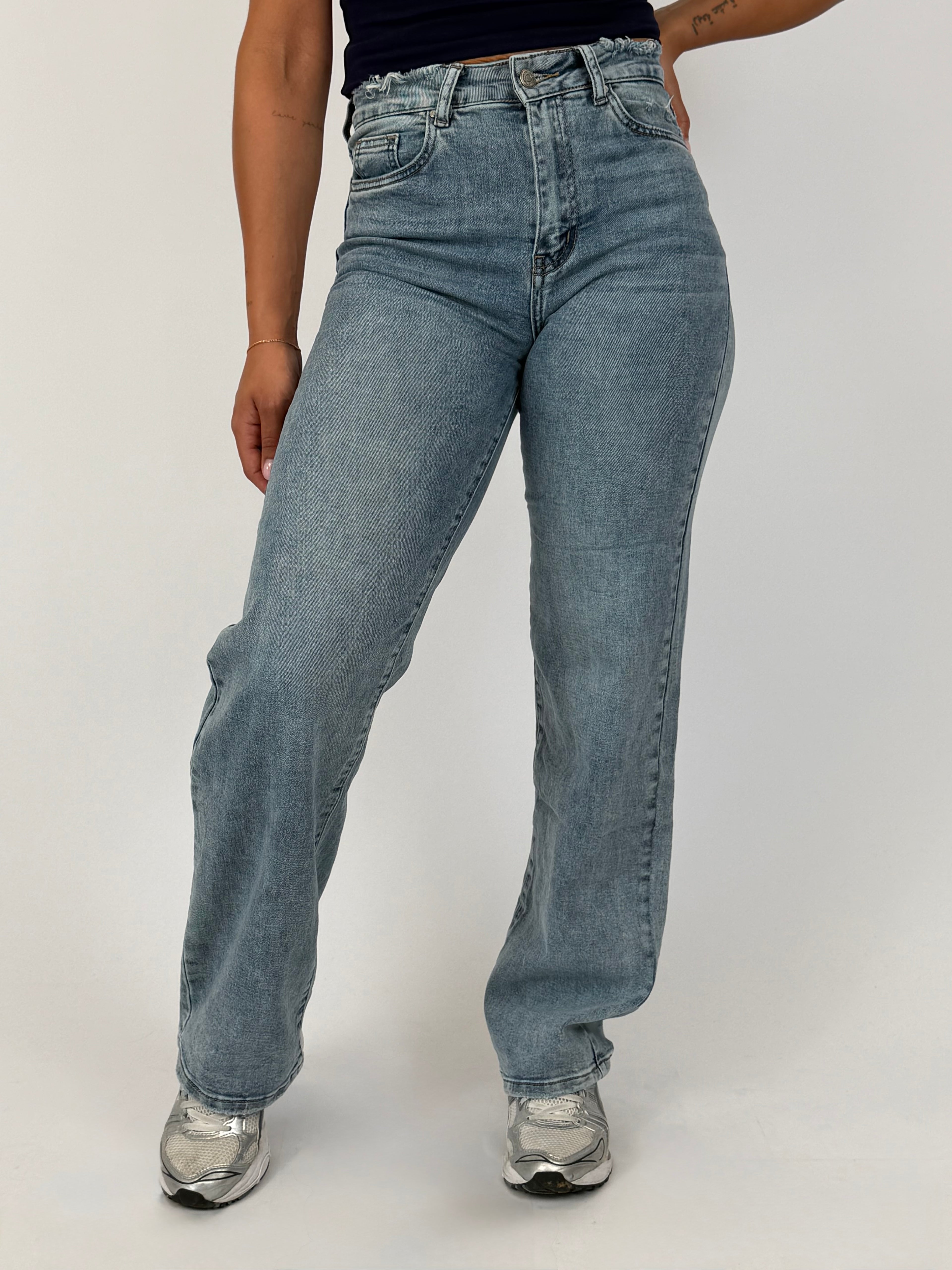 DIDI  DISTRESSED STRETCH WIDE LEG BLUE HM5372