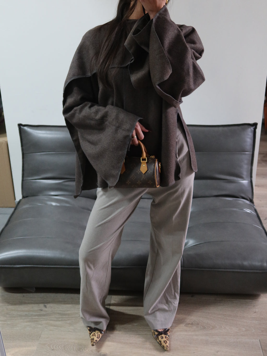 PREMIUM QUALITY SCARF JACKET BROWN