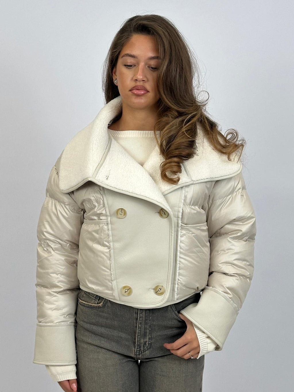 TEDDY LINED PUFFER BEIGE