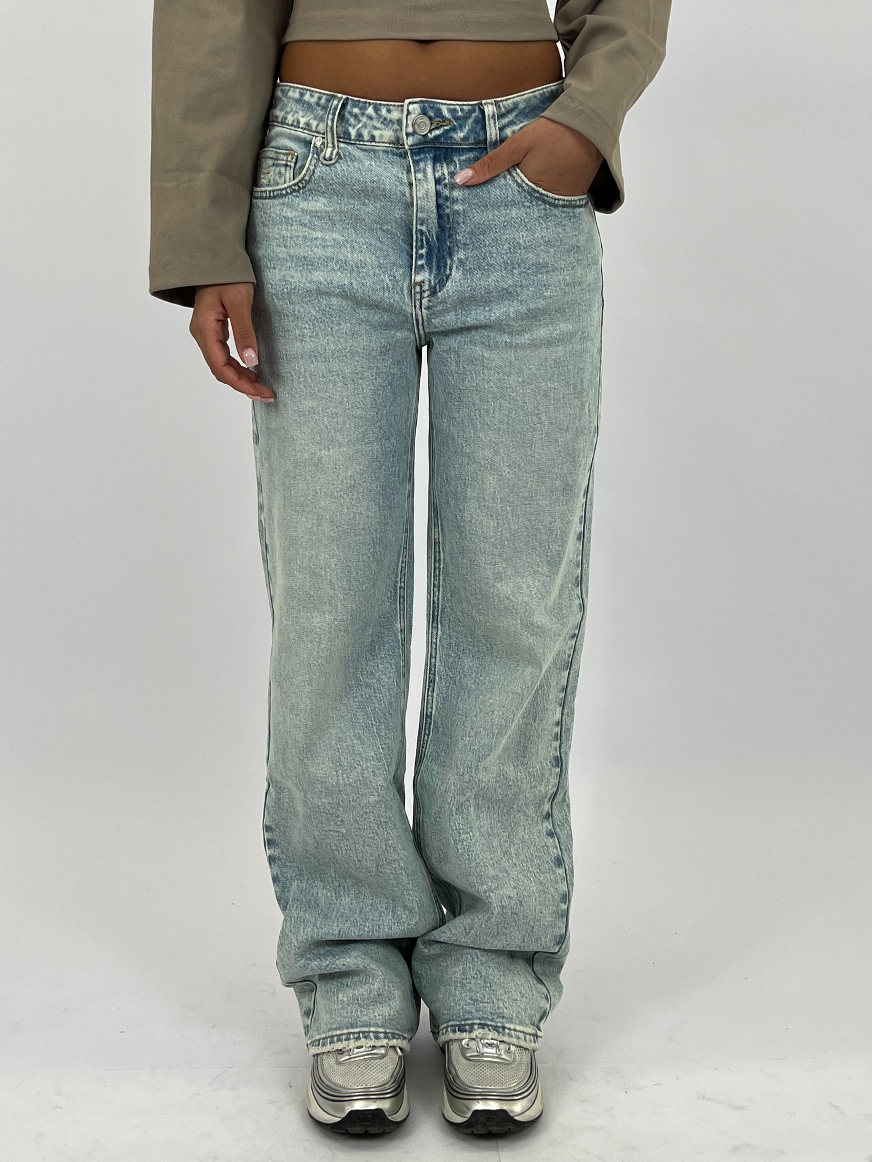 MID WAIST STRETCH WIDE LEG LIGHT BLUE