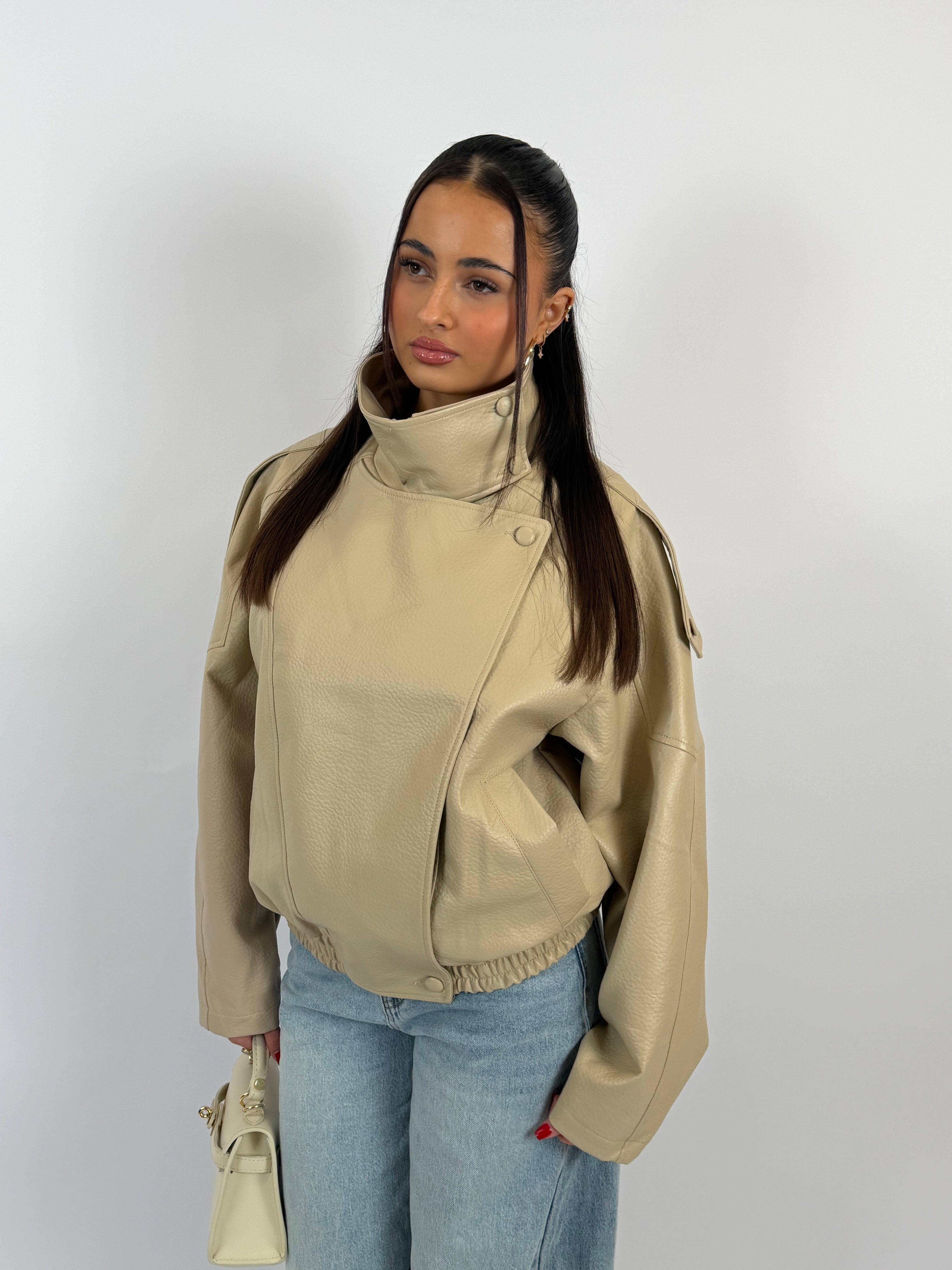 LAURENT BEIGE LEATHER JACKET