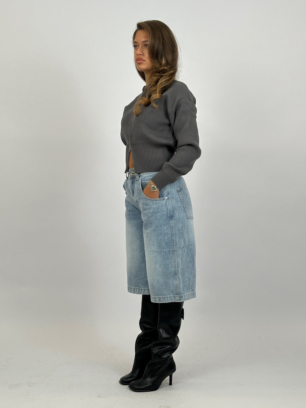 ZIP CARDIGAN CHARCOAL