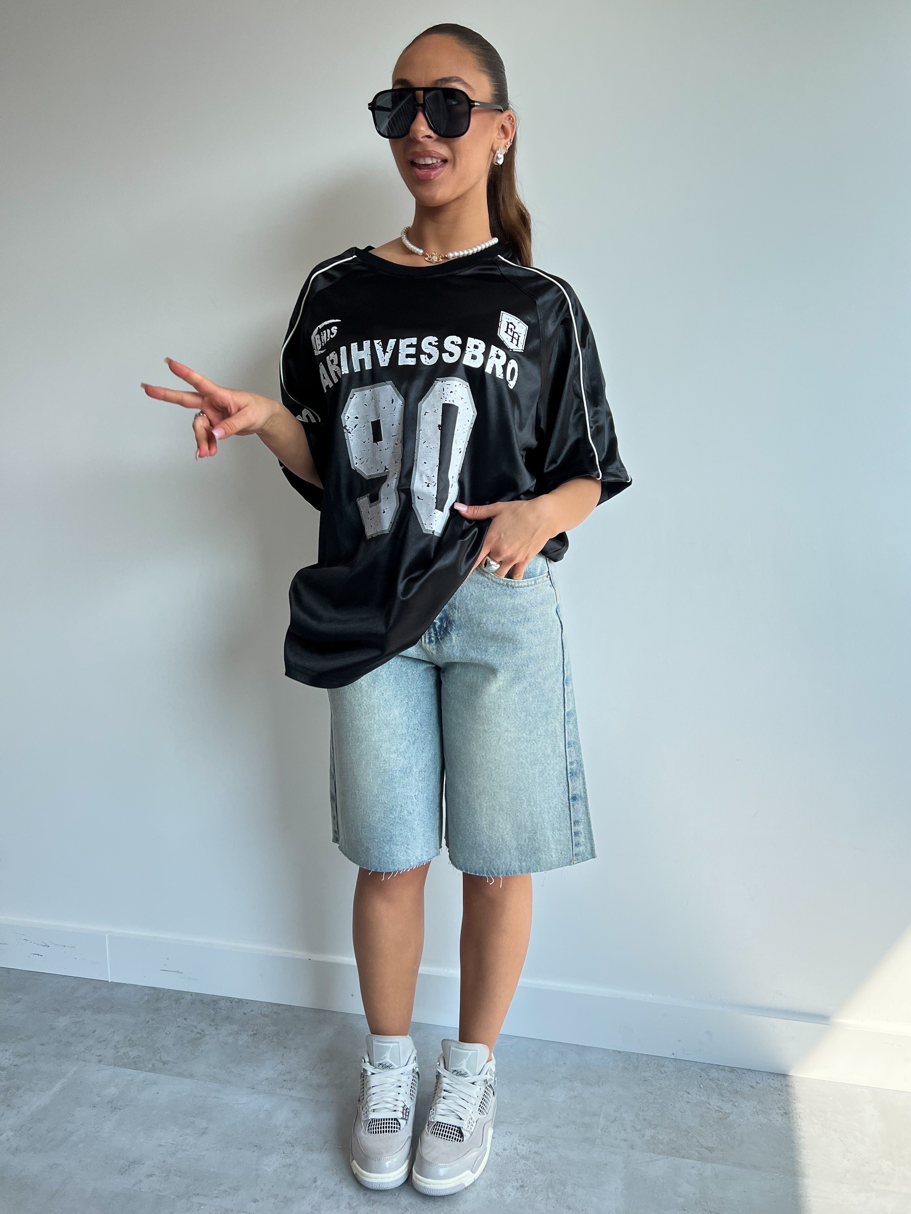 PREMIUM-JERSEY SCHWARZ/WEISS