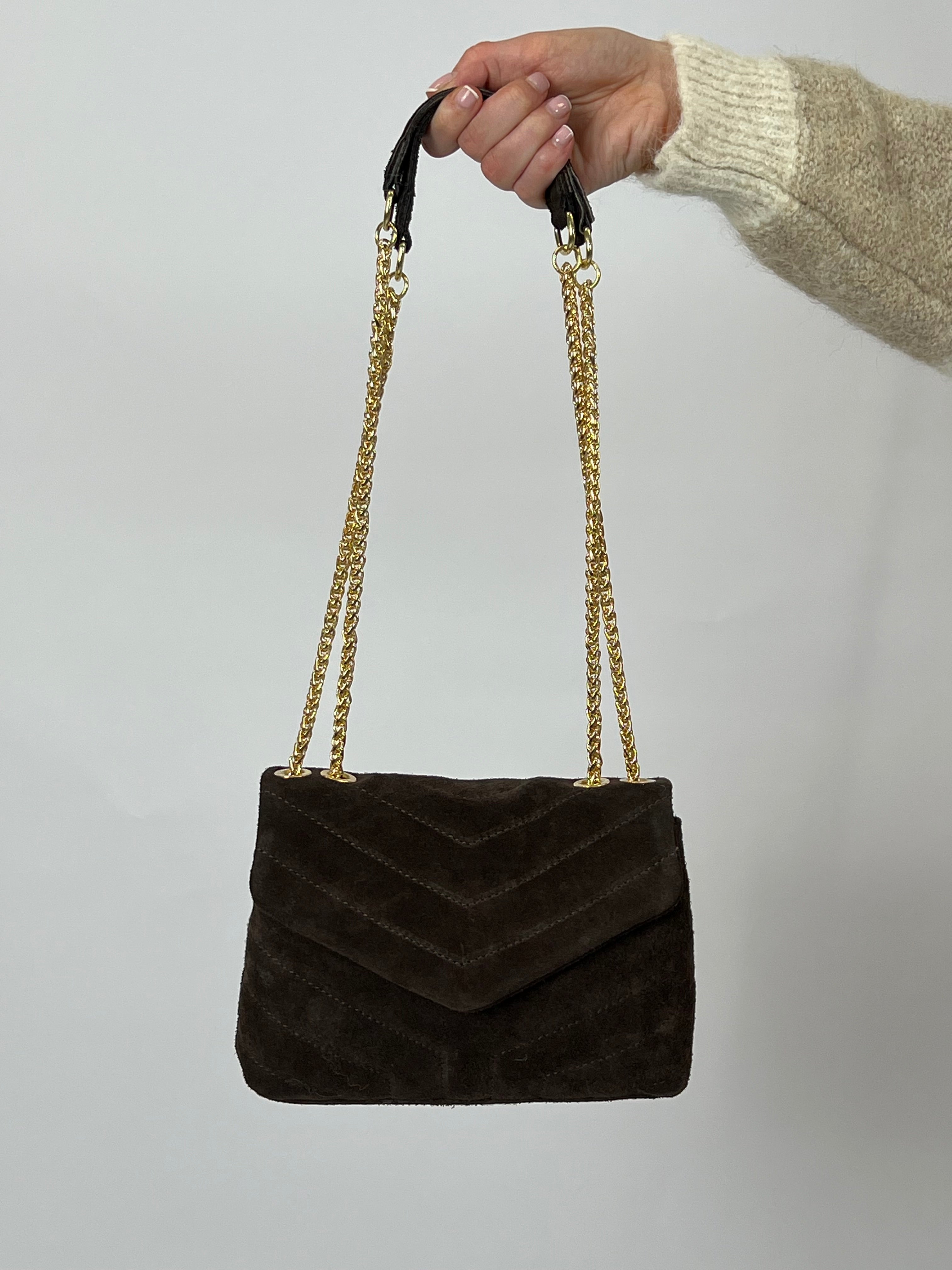 SUÈDE CHAIN BAG CHOCO