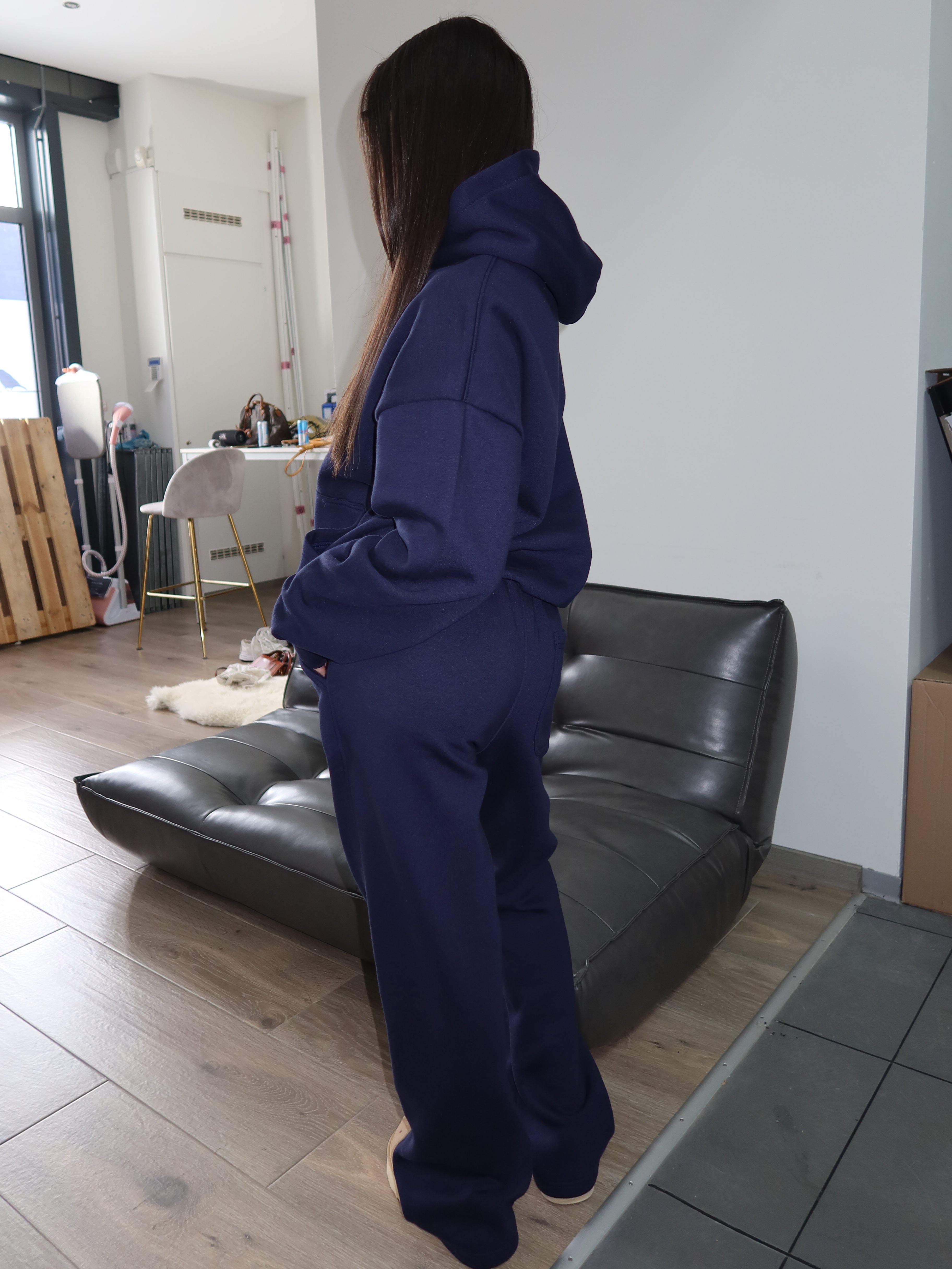 PREMIUM QUALITY PRIORITY BLANCS TRACKSUIT HOODIE NAVY