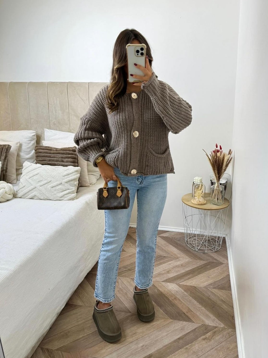 KNOPF-CARDIGAN TAUPE