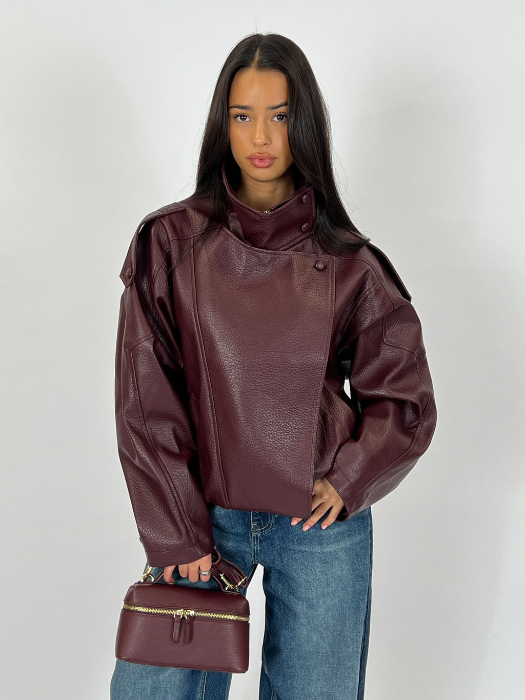 LAURENT BORDEAUX LEATHER JACKET