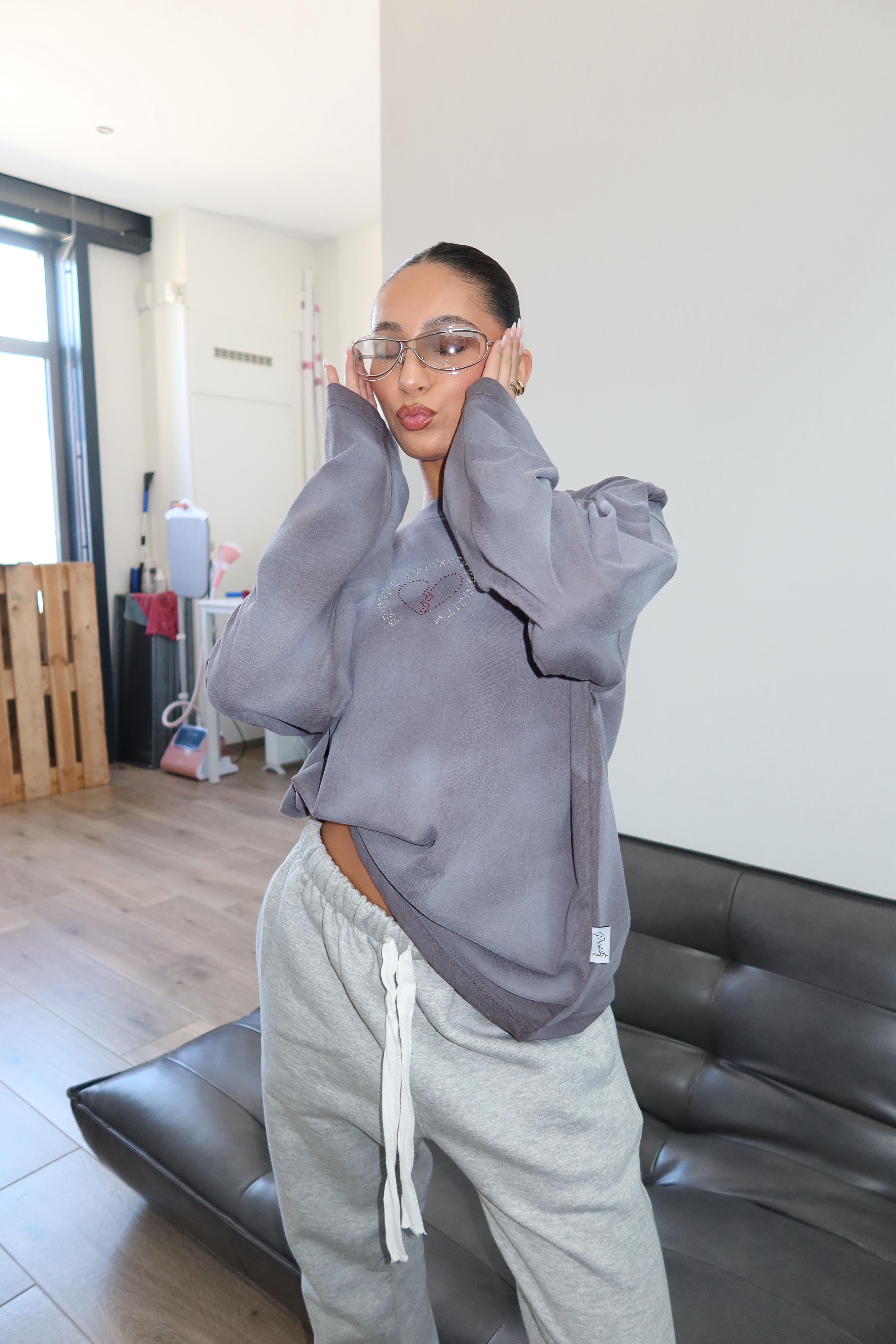 RHINESTONE LONGSLEEVE GREY