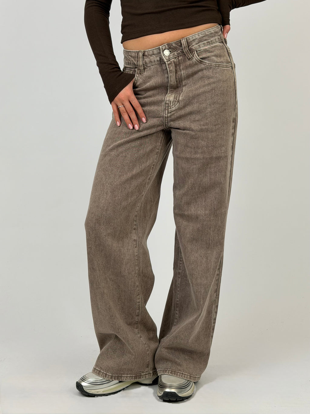 TAUPE STRETCH WIDE LEG