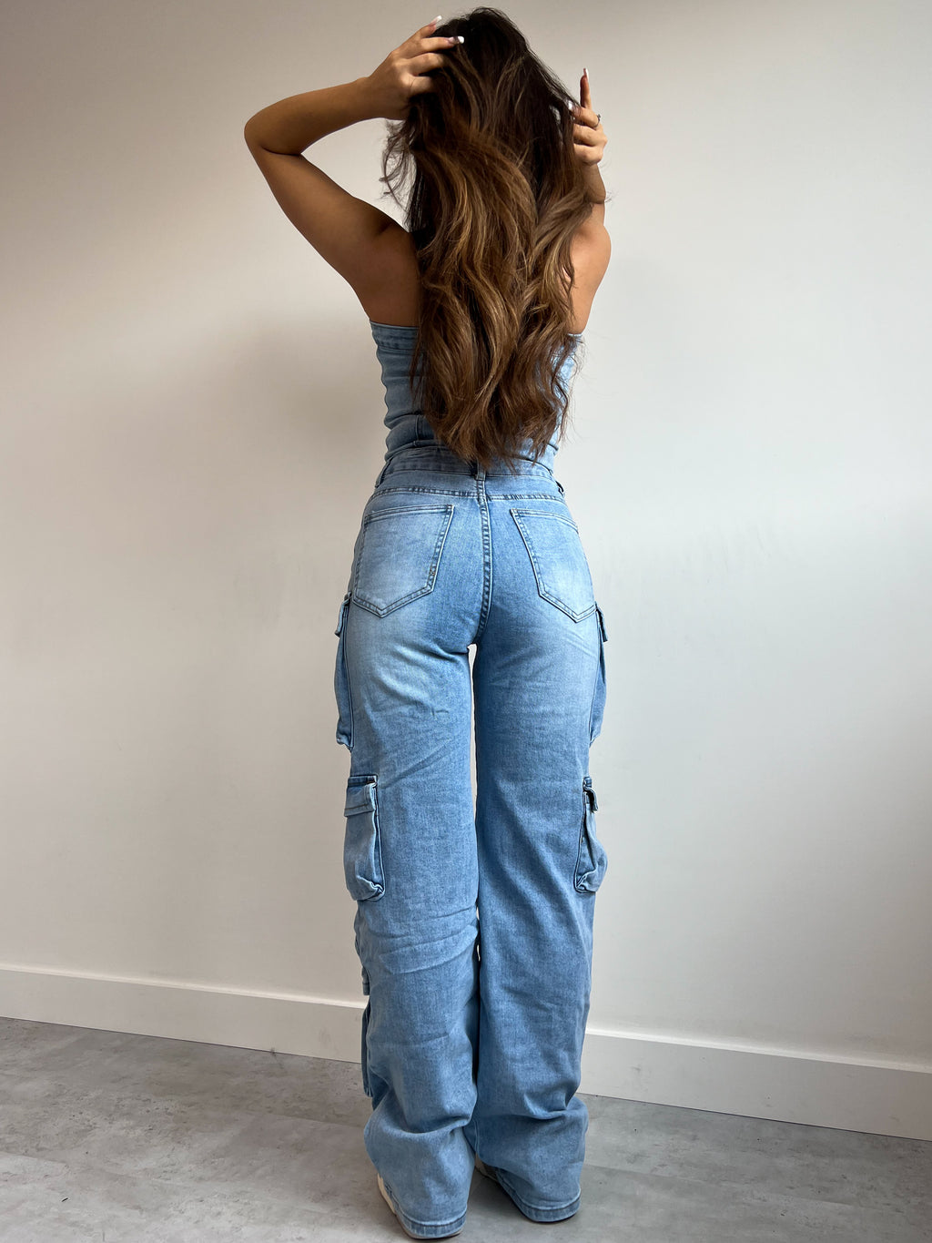 ATTICO-INSPIRIERTER STRETCH-JUMPSUIT BLAU