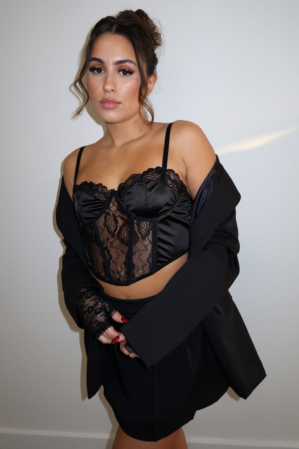 LACE GLOVES OPEN BLACK