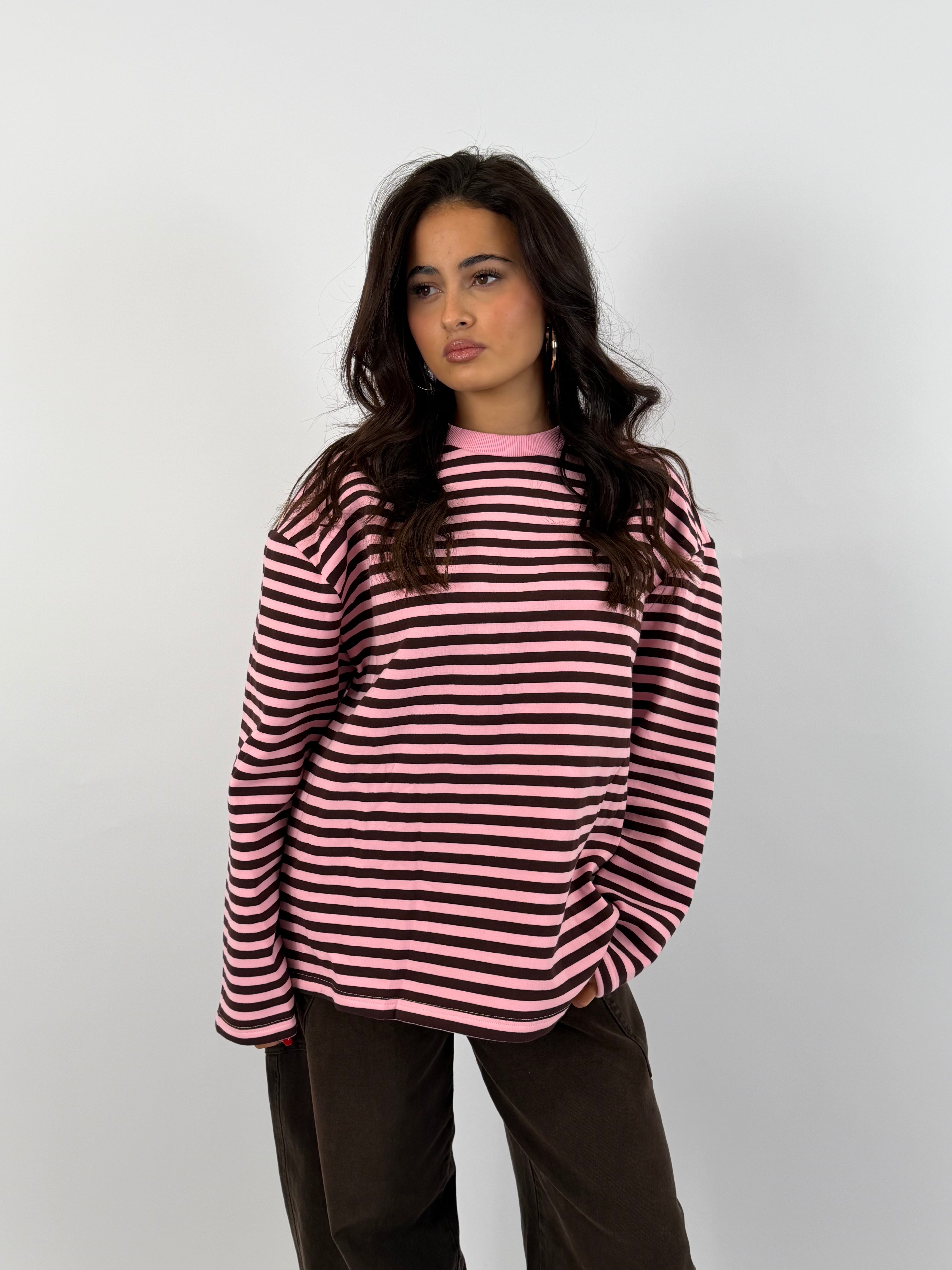 SOFT STRIPED LONGSLEEVE BROWN/PINK