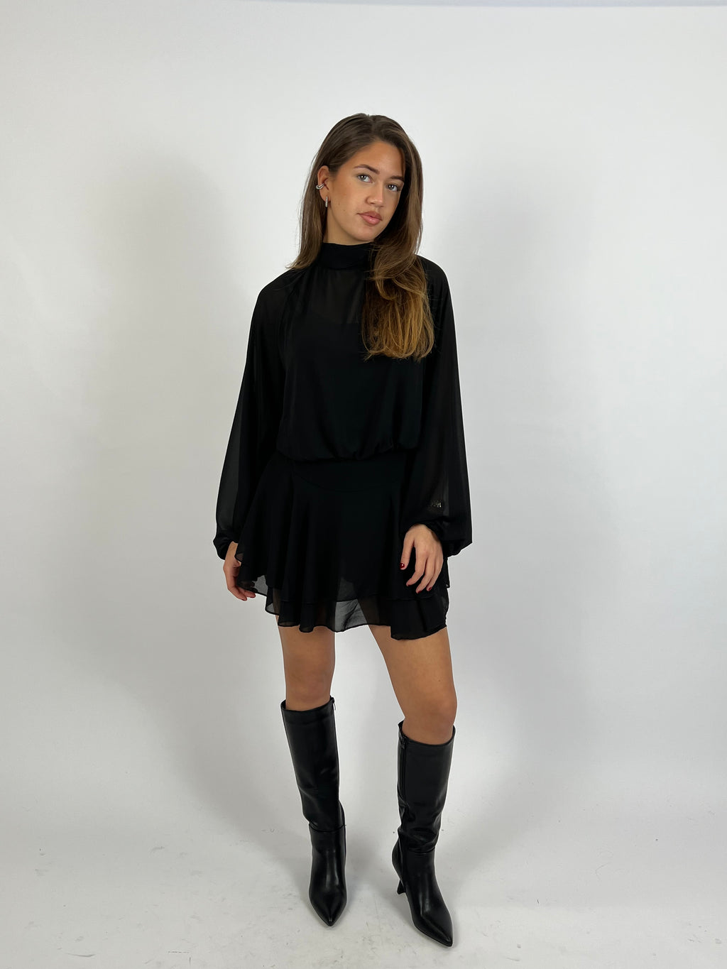 FLOWY OPEN BACK DRESS BLACK