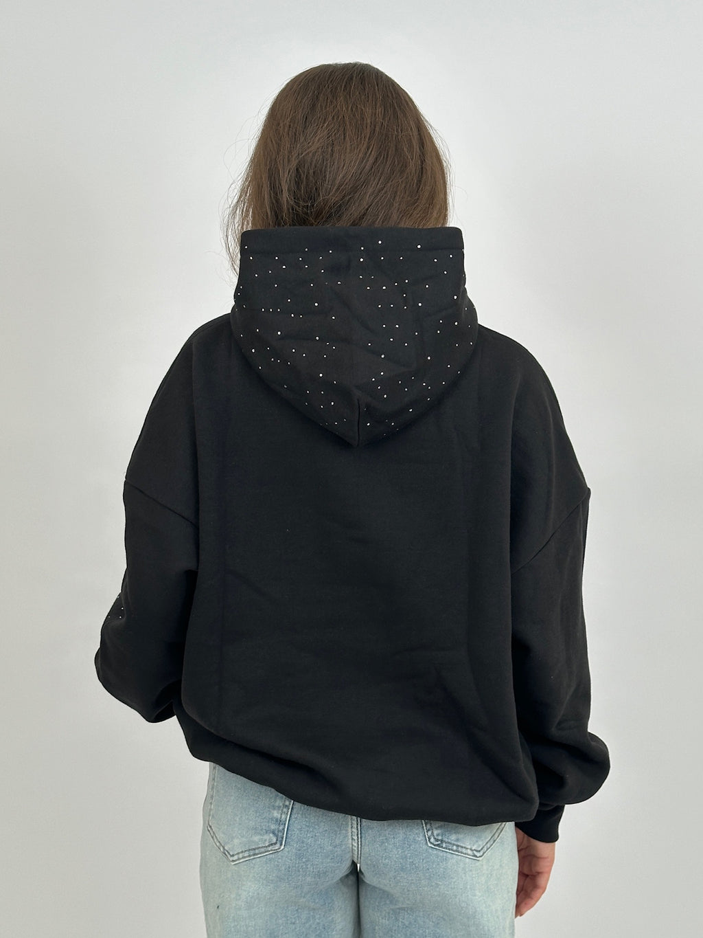 RHINESTONE HOODIE BLACK