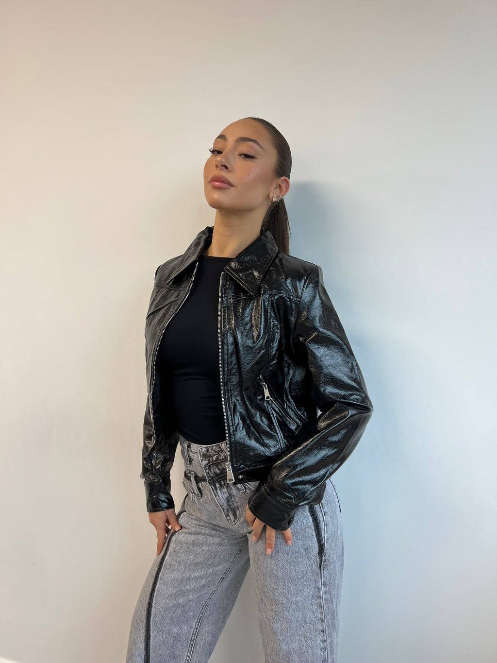 VINYL ZIP JACKET BLACK