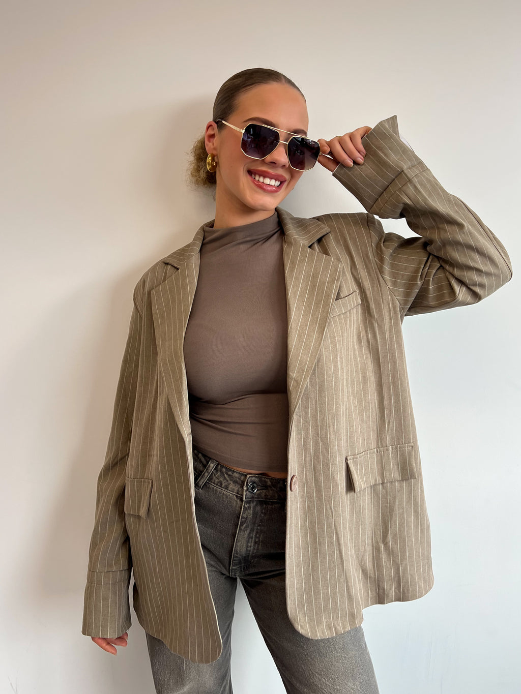 DAD BLAZER TAUPE STRIPE