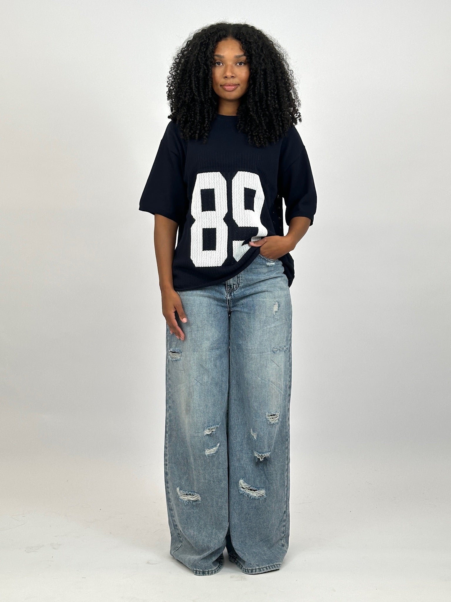 89 KNITTED JERSEY NAVY/WHITE