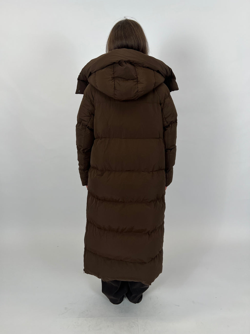 LONG ZIPPER PUFFER COAT CHOCO 7580