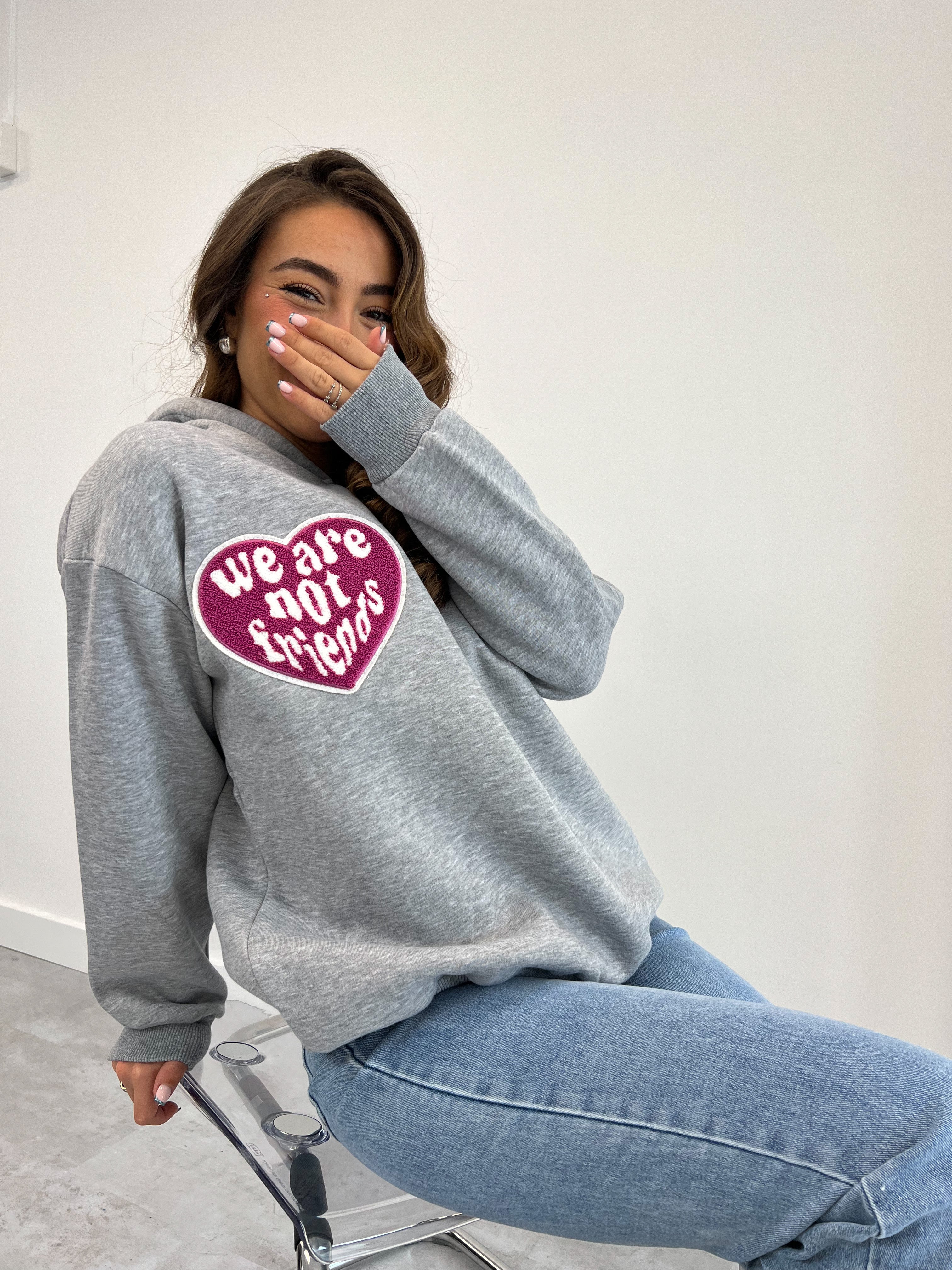 NOT FRIENDS HOODIE GRAU/LILA
