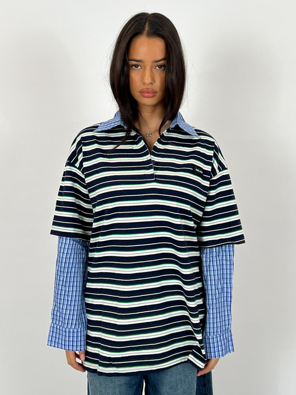 MIMI INSPIRED SHIRT LONGSLEEVE NAVY/CHECKS