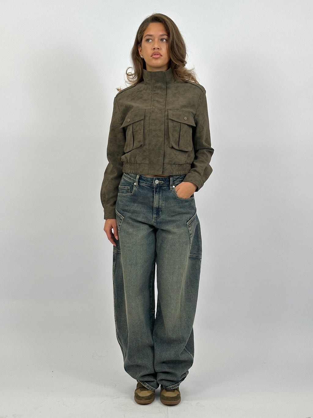 SUÈDE LOOK BOMBER JACKET ARMY