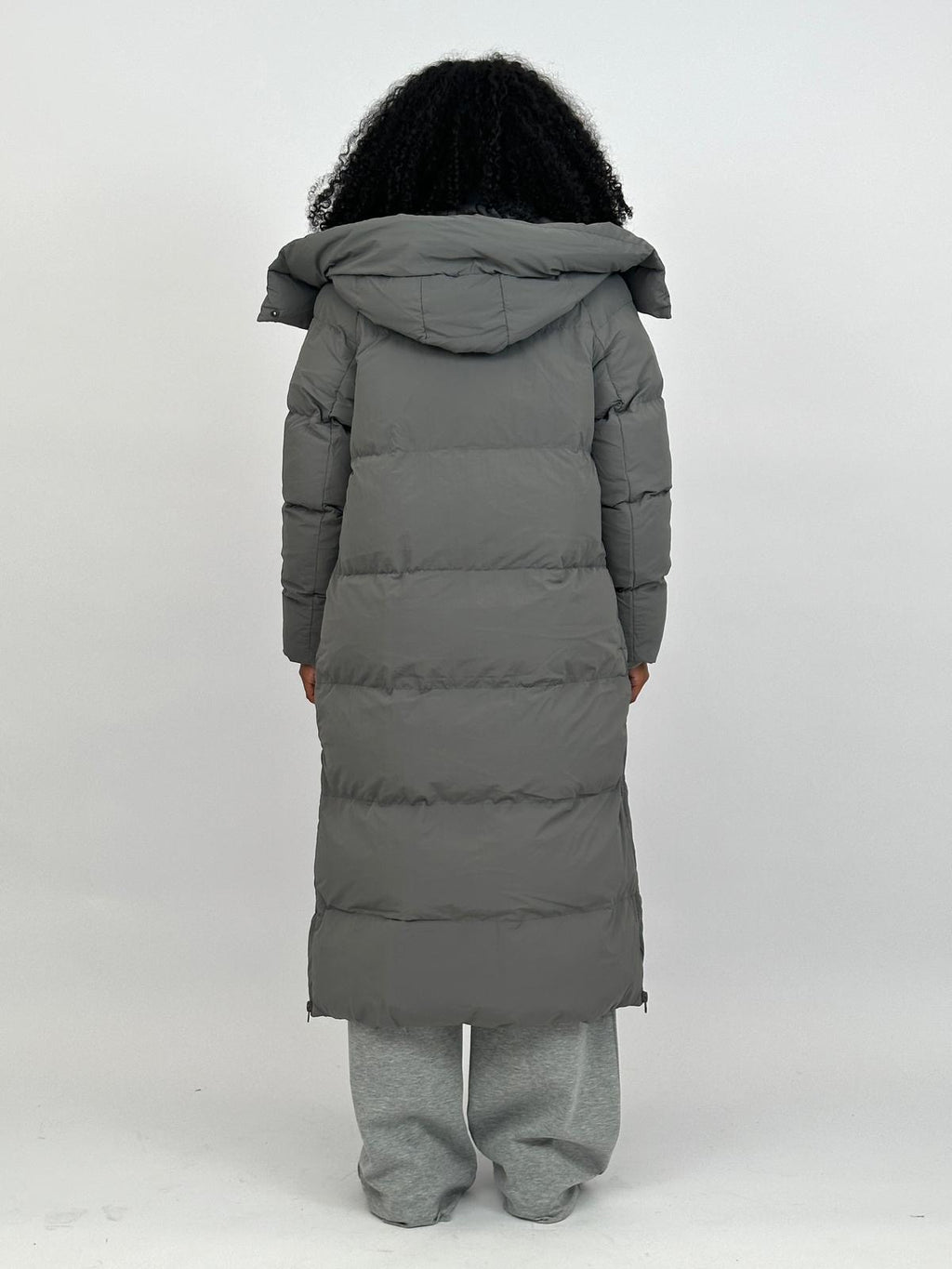 LONG ZIPPER PUFFER COAT GREY 7580