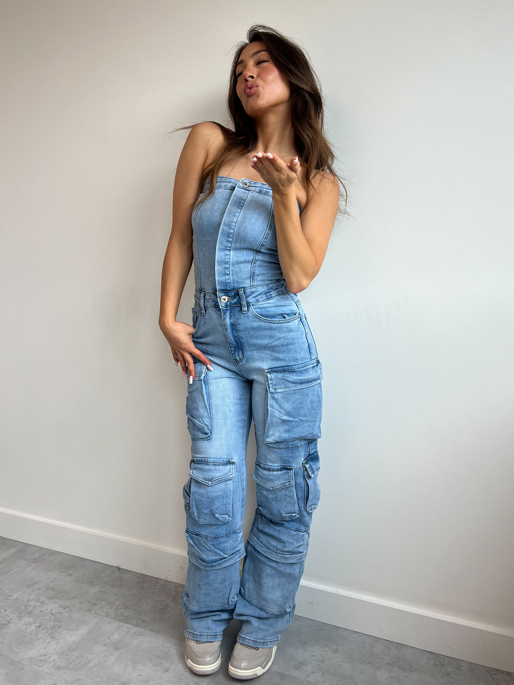 ATTICO-INSPIRIERTER STRETCH-JUMPSUIT BLAU