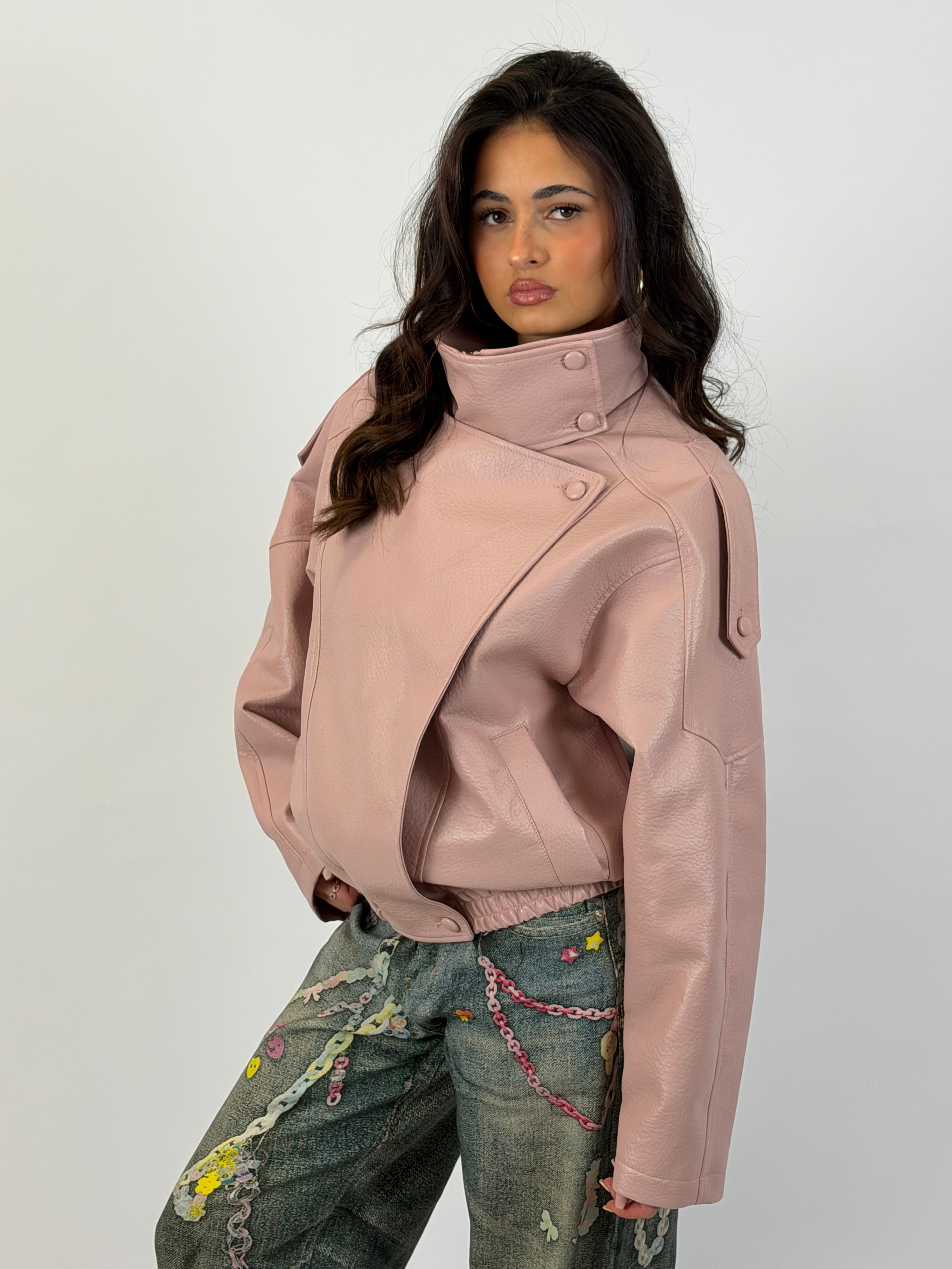 LAURENT PINK LEATHER JACKET