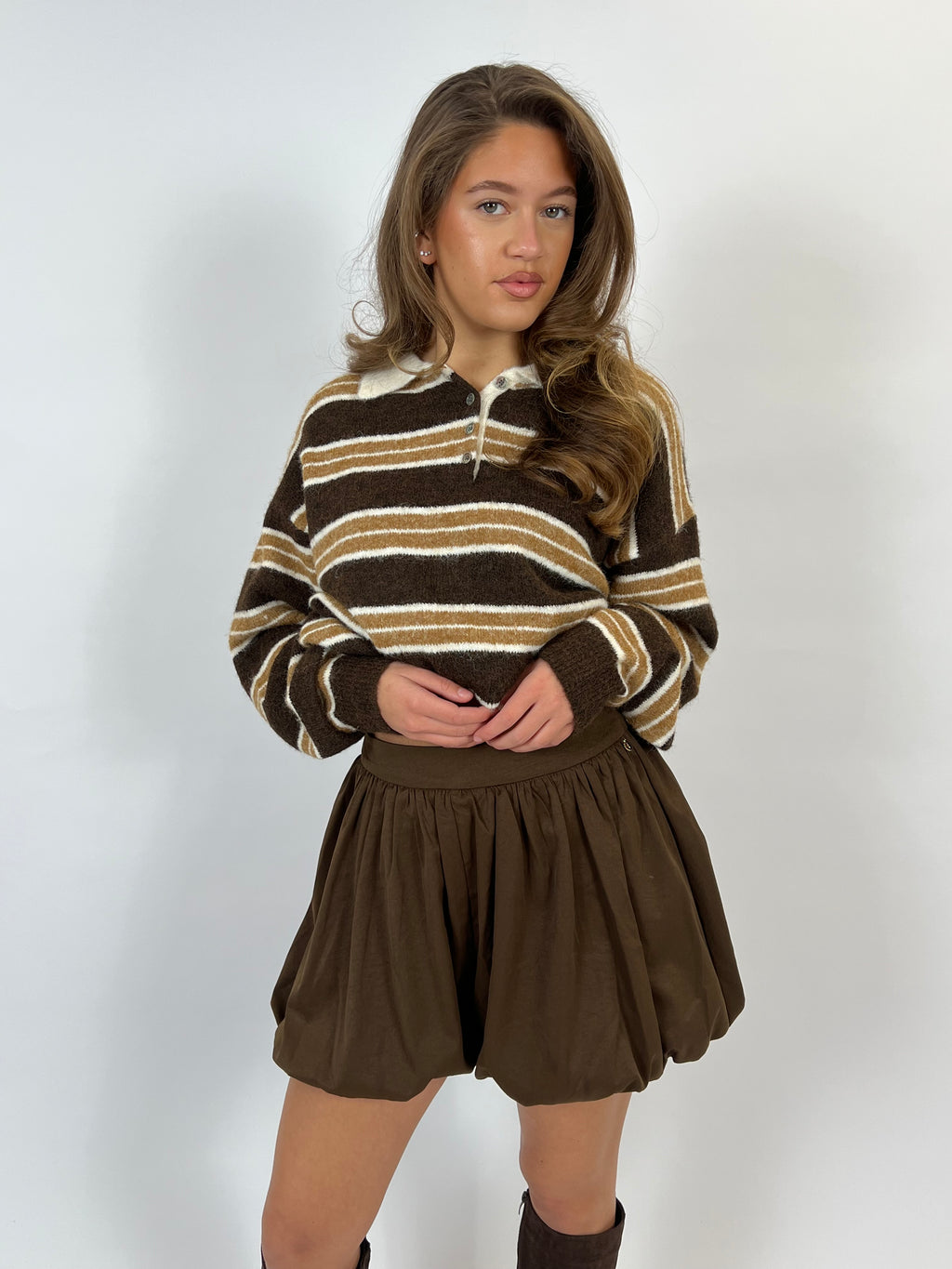 PREMIUM PUFFY SKORT BROWN