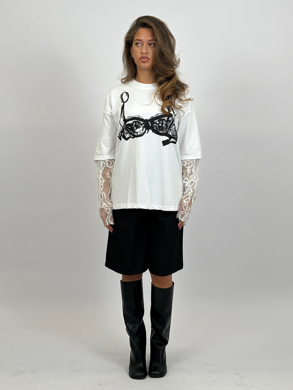 EXCLUSIVE LACE BRA TEE WHITE