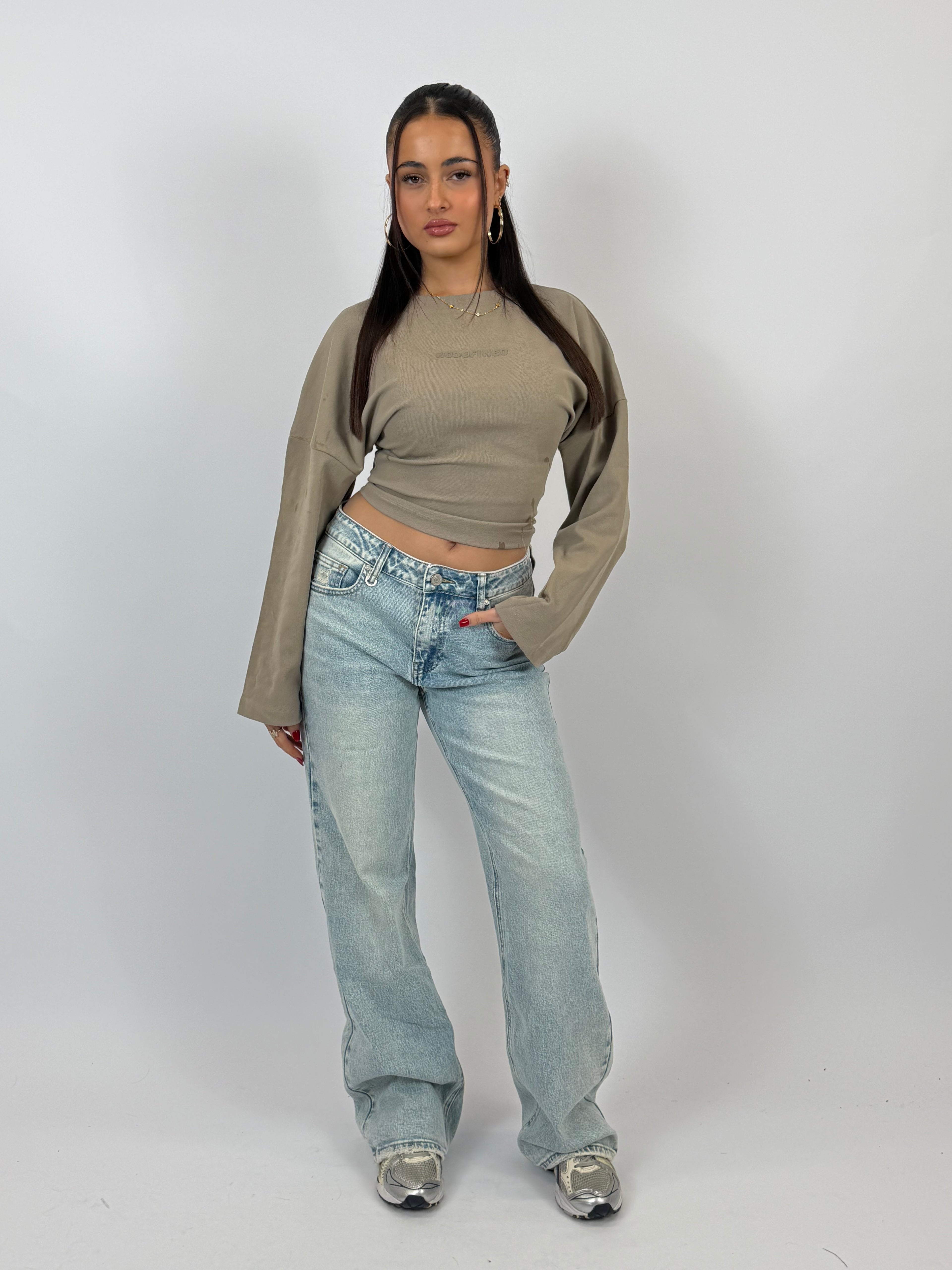 MID WAIST STRETCH WIDE LEG LIGHT BLUE