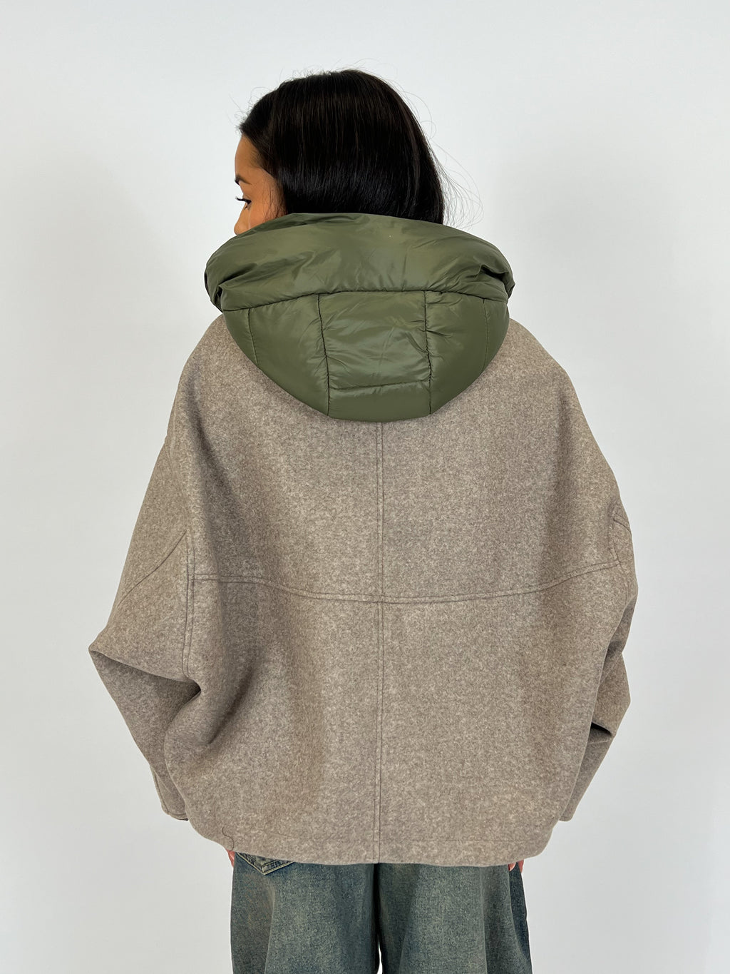 DINA PUFFER TAUPE/GREEN