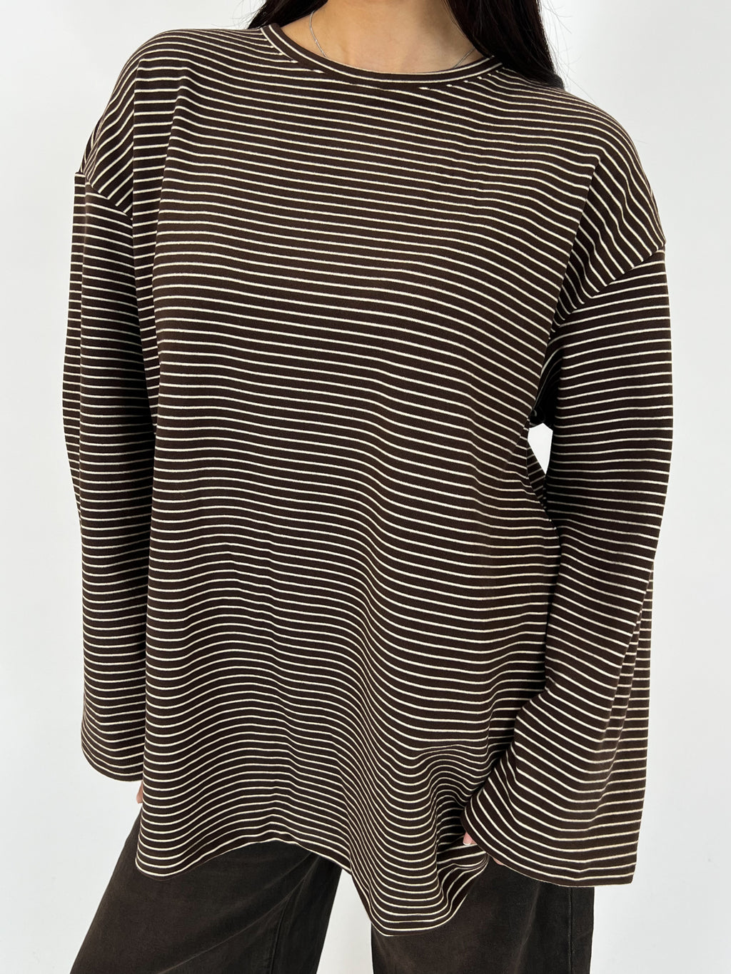 ULTRA SOFT STRIPED LONGSLEEVE CHOCO/WHITE