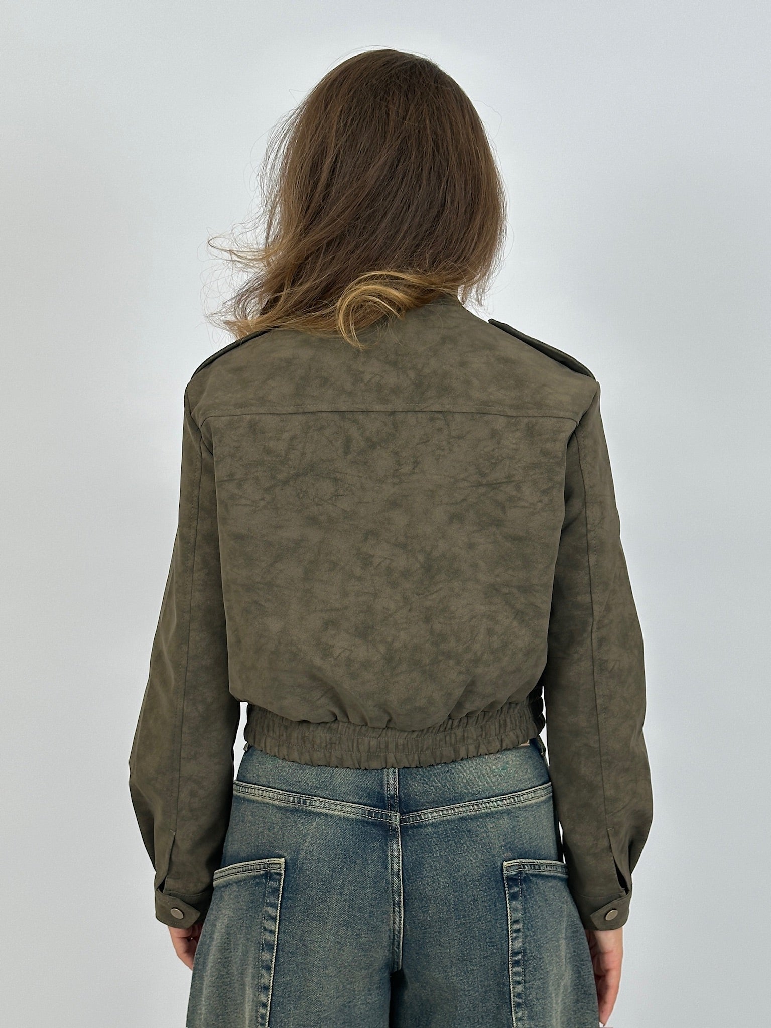 SUÈDE LOOK BOMBER JACKET ARMY