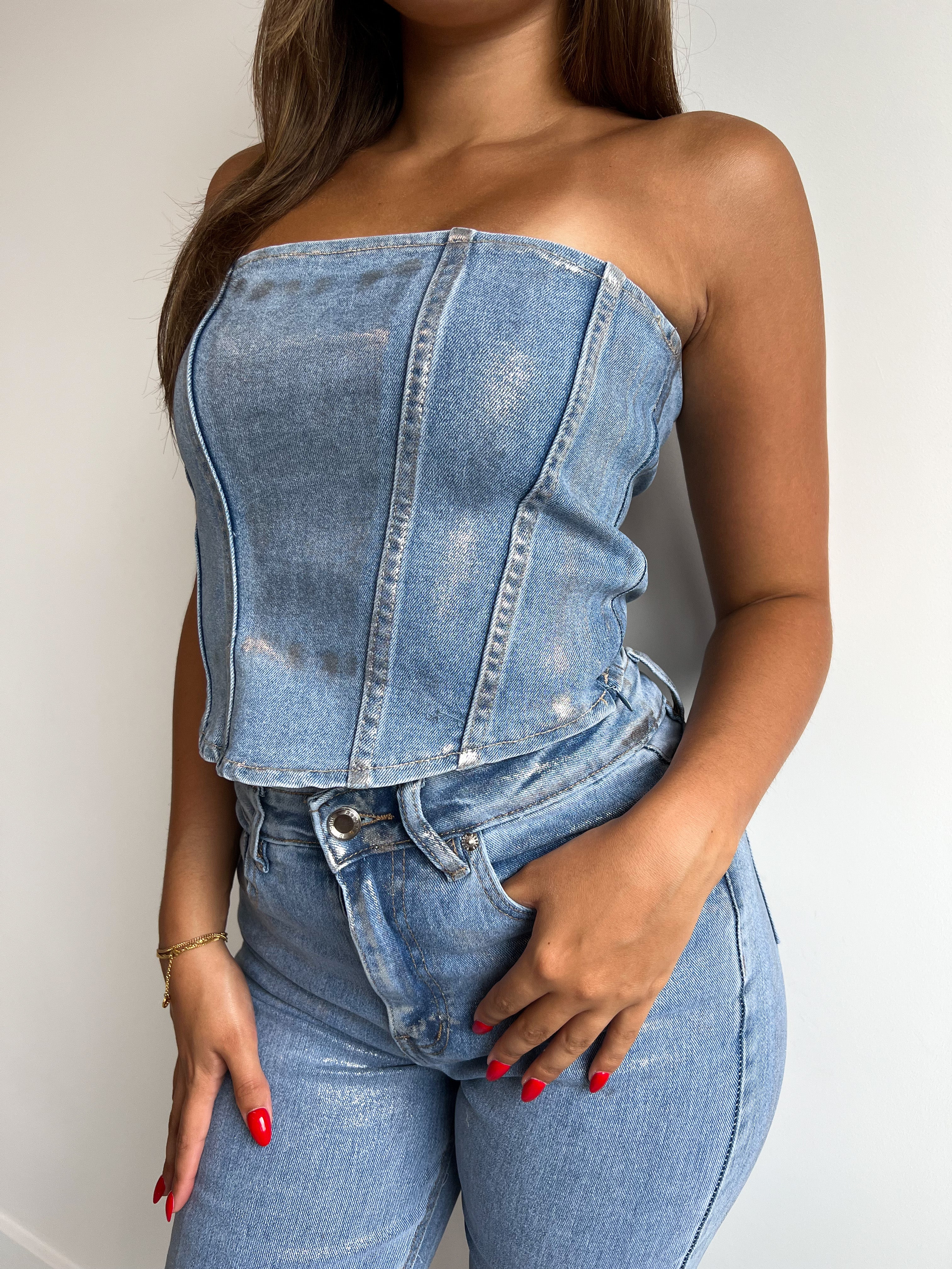 METALLISCHES STRETCH-KORSETT