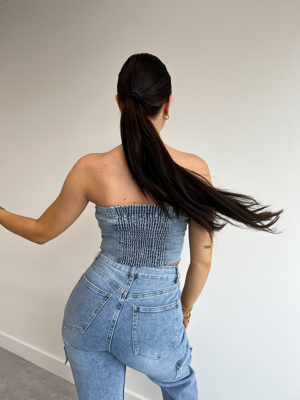 DENIM-KORSETT MIT KNÖPFE