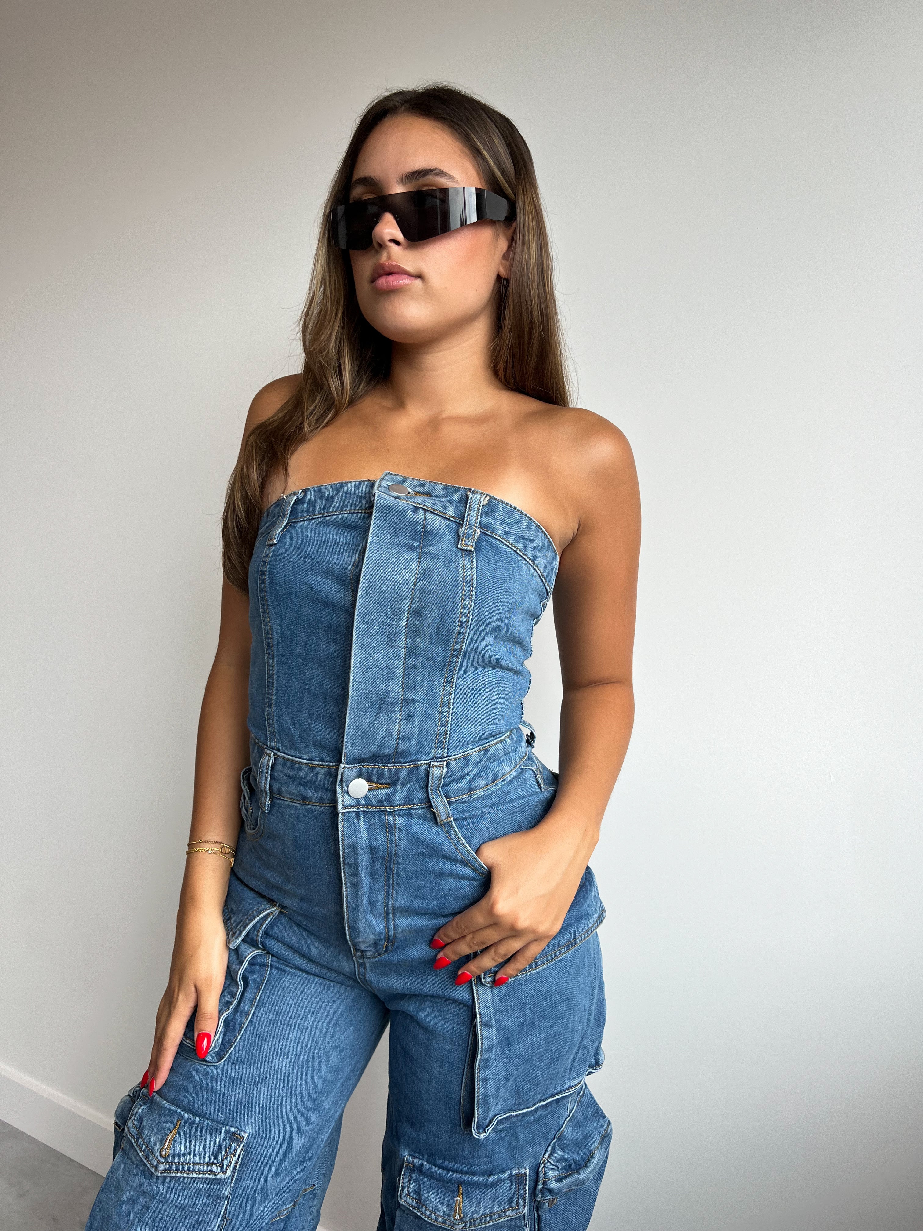 ATTICO-INSPIRIERTER JUMPSUIT BLAU
