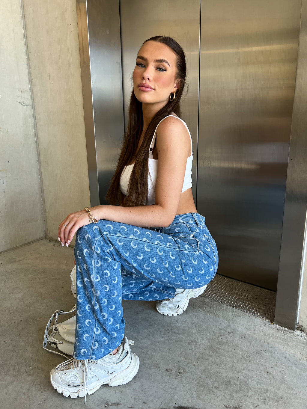 Dehnbare Moon-Jeans mit geradem Bein