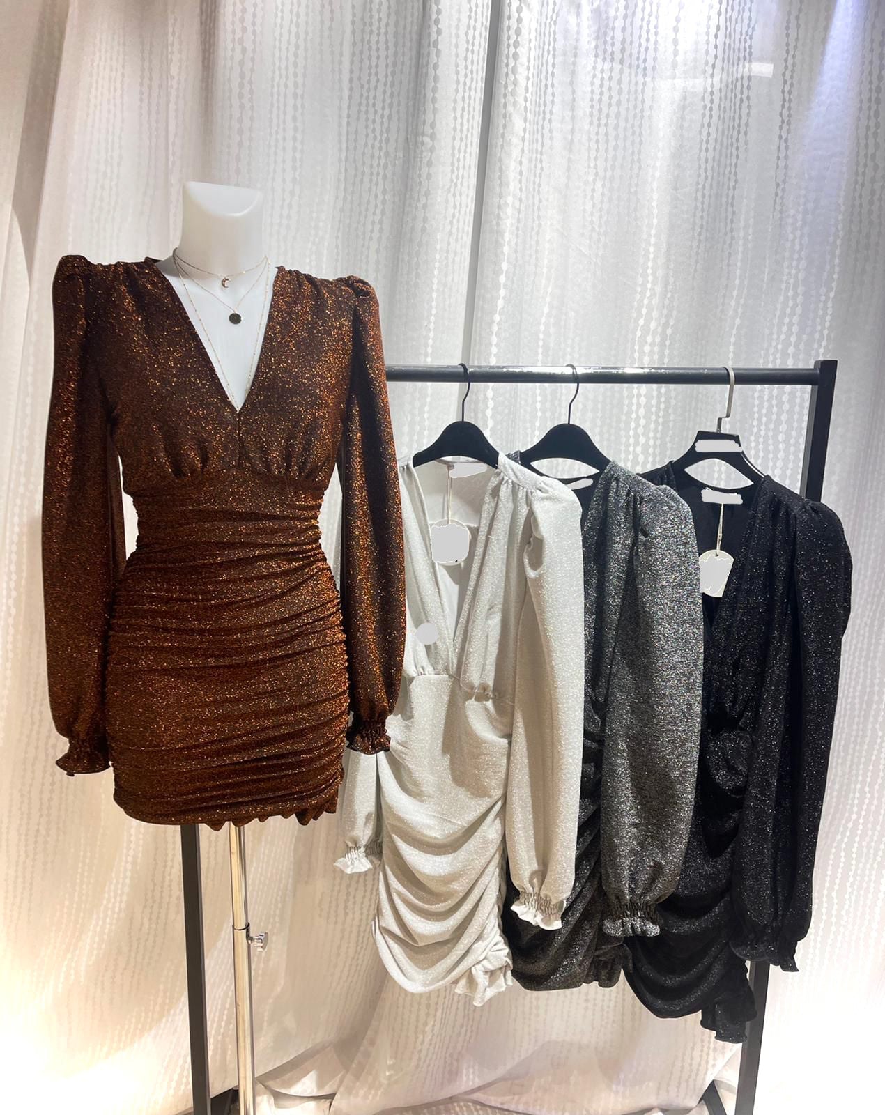 OLIVIA LUREX-KLEID SILBER